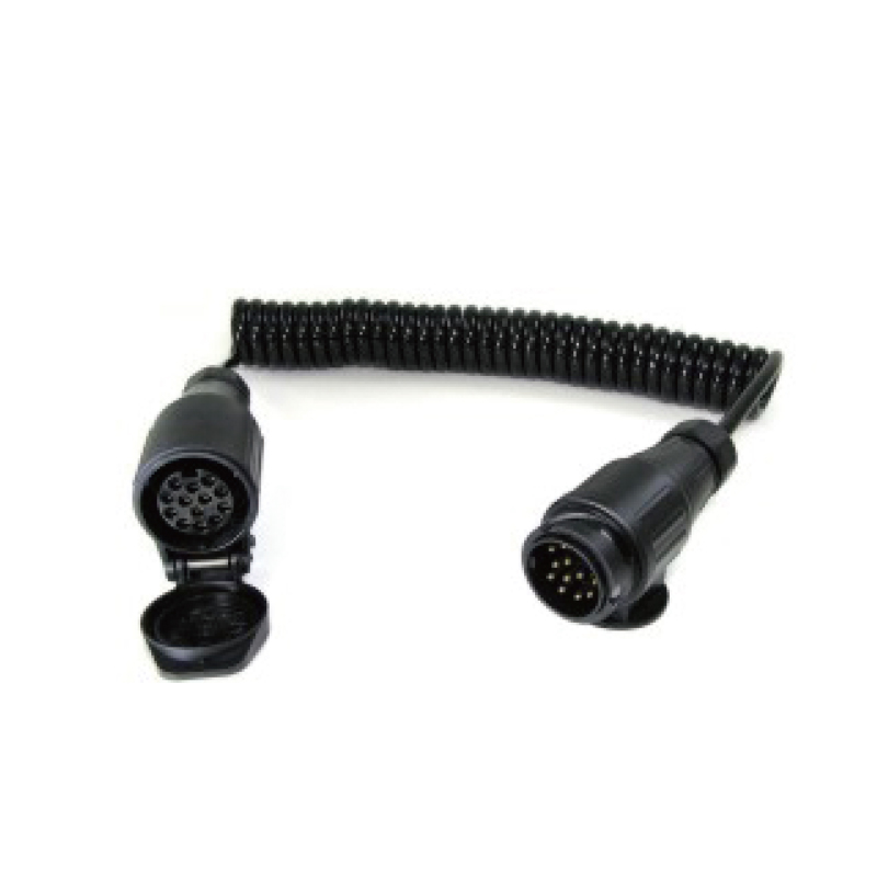 Cuộn dây xoắn ốc PU 7 cực 6x1+1x1,5mm2 có phích cắm nhựa 13 chân và ổ cắm nhựa 13 chân. Chiều dài cáp 1m, 2m,3m.....JH008-Z