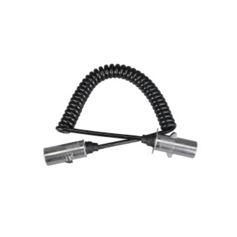 Cuộn dây xoắn ốc PU 7 cực, 2 phích cắm kim loại 24v, loại N, chiều dài cáp 1m,2m,3m.....JH016-A