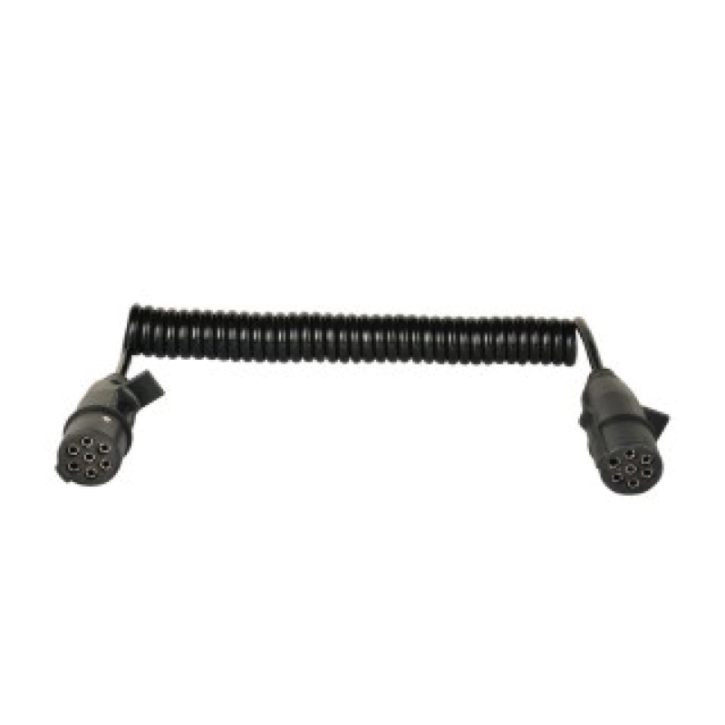 Cuộn dây xoắn ốc PU 7 cực, 2 phích cắm nhựa 24v, loại N, chiều dài cáp 1m,2m,3m.....JH016-C