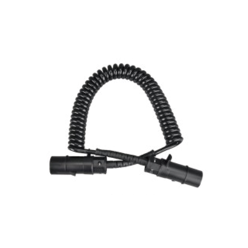 Cuộn dây xoắn ốc PU 7 cực, 2 phích cắm nhựa đen 24V;dài cáp 1m 2m 3m......JH082-B