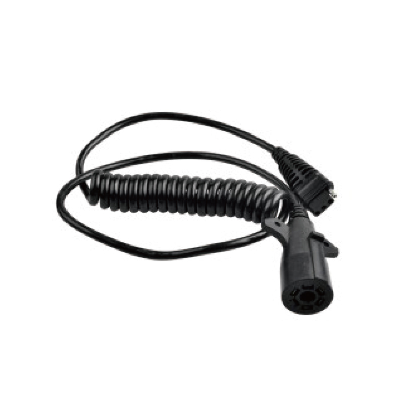 Cuộn dây xoắn ốc PU 7 cực màu đen có hai phích cắm nhựa, chiều dài cáp 1m,2m,3m.....JH065-A
