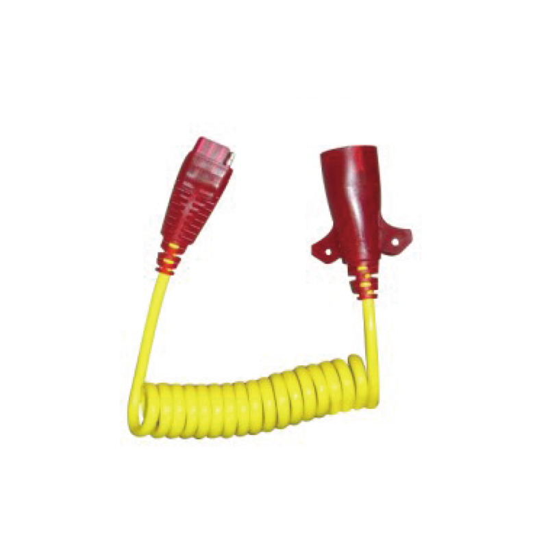 Cuộn dây xoắn ốc PU 7 cực màu vàng có hai phích cắm nhựa, chiều dài cáp 1m, 2m, 3 m... JH065-B