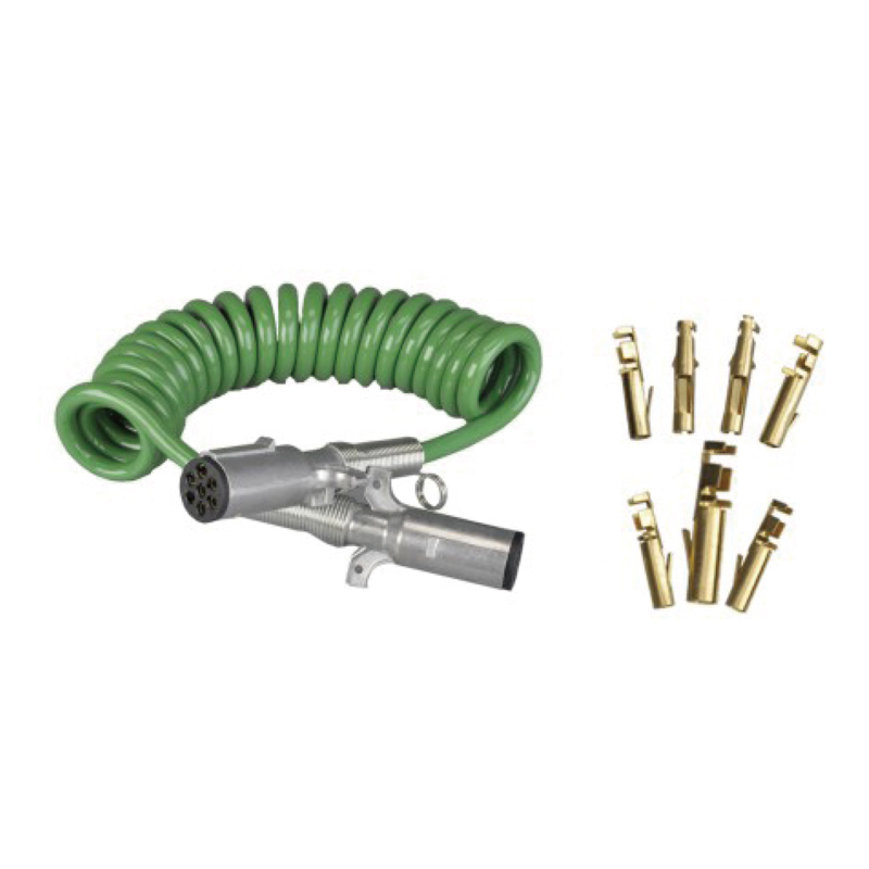 Cuộn dây xoắn ốc màu xanh lá cây có hai phích cắm kim loại 24V, loại chốt uốn; chiều dài cáp 1 m 2 m 3 m...... JH091-B