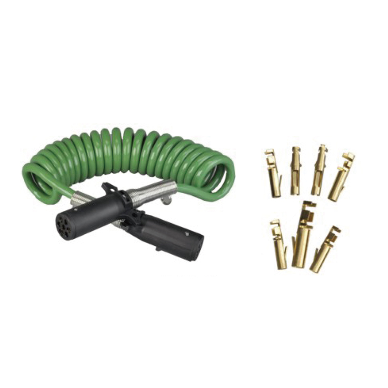 Cuộn dây xoắn ốc màu xanh lá cây có hai phích cắm nhựa 24V, loại chốt uốn; chiều dài cáp 1m 2m 3m...... JH092-B